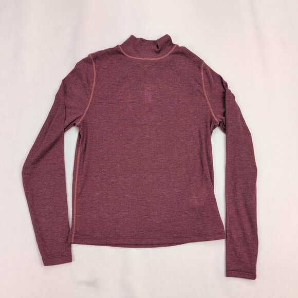 Madewell Mock Neck Long Sleeve Top Heather Plum L - Picture 2 of 9